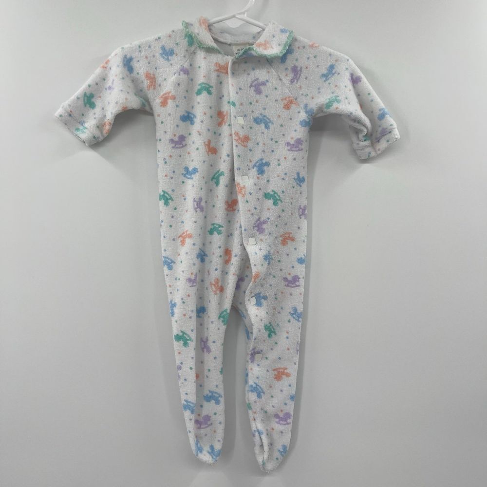 Vintage Gerber Baby Sleeper Pajamas‎ Snap Button rocking horse
